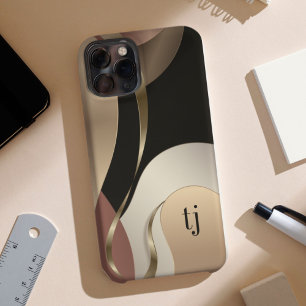 Abstract metallisch patroon met monogram iPhone 13 pro max hoesje