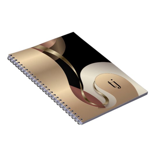 Abstract metallisch patroon met monogram Initialen Notitieboek (Rechterzijde)