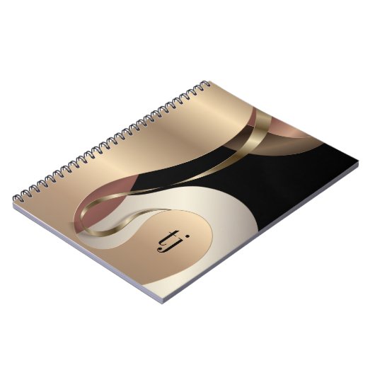 Abstract metallisch patroon met monogram Initialen Notitieboek (Linkerzijde)
