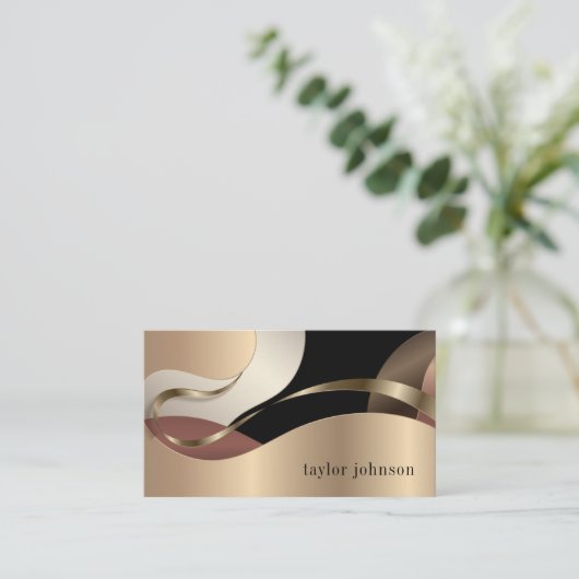 Abstract metallisch patroon met monogram visitekaartje (Staand voorkant)