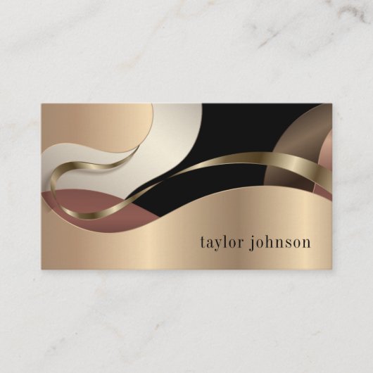 Abstract metallisch patroon met monogram visitekaartje (Voorkant)