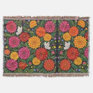 Abstract Mexicaans Volk Dahlia Vlinders Dekens Deken