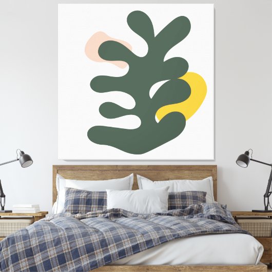 Abstract Mid Century Botanical Green Plant Canvas Afdruk (Insitu (Slaapkamer))