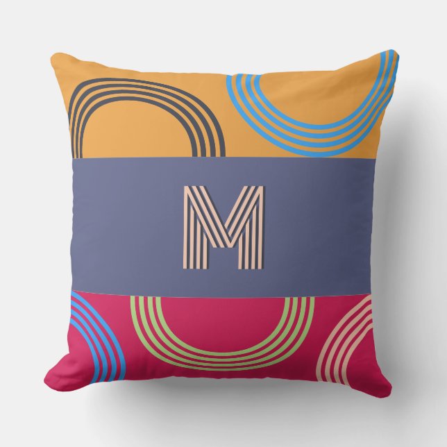 Abstract midden eeuw modern boho geometrisch patro kussen (Voorkant)
