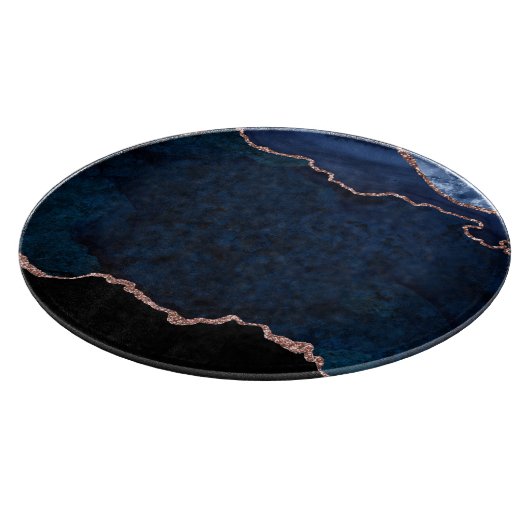 Abstract Midnight Blue Agate Glitter Patroon Snijplank (Hoek)