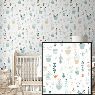 Abstract minimaal botanisch ontwerp behang