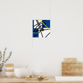Abstract minimalisme geel zwart blauw poster (Keuken)
