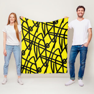 Abstract minimalisme lijnen zwart geel deken