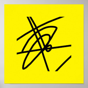 Abstract minimalisme lijnen zwart geel poster