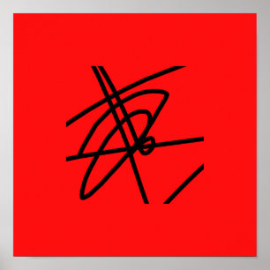 Abstract minimalisme lijnen zwart rood poster