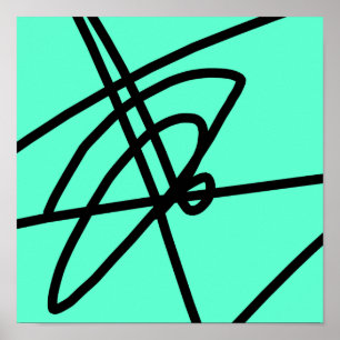 Abstract minimalisme lijnen zwart turquoise poster