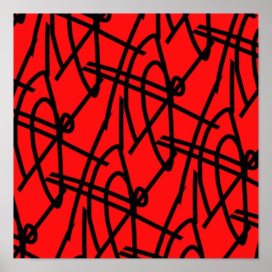 Abstract minimalisme Lines Black Red Poster (Voorkant)