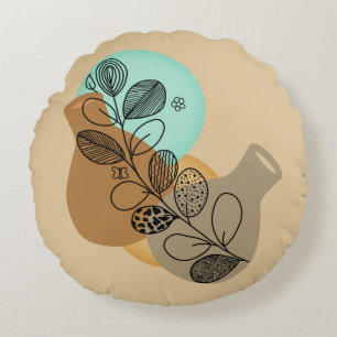 ABSTRACT MINIMALISTISCH BOHEMISCH MET ZWARTE LEAF ROND KUSSEN