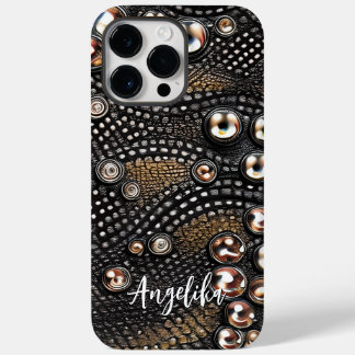 Abstract minimalistisch gepersonaliseerd faux-lede Case-Mate iPhone 14 pro max hoesje