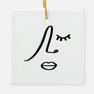 Abstract minimalistisch gezicht modern kunst ontwe keramisch ornament