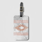 abstract minimalistisch roos goud aztec witte marm bagagelabel (Voorkant (verticaal))
