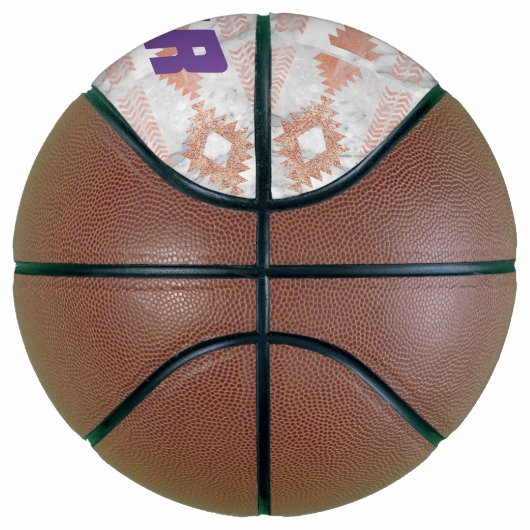 abstract minimalistisch roos goud aztec witte marm basketbal (Rechts)