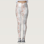 abstract minimalistisch roos goud aztec witte marm leggings (Voorkant)