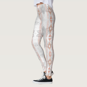 abstract minimalistisch roos goud aztec witte marm leggings