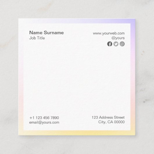 Abstract minimalistisch Visitekaartje verloopkwadr (Achterkant)