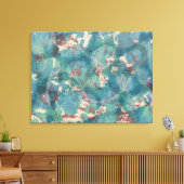 Abstract Mixed Media in Teal Aqua and Rust Canvas Afdruk (Insitu (Woonkamer))