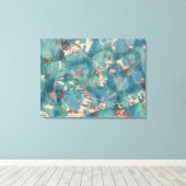 Abstract Mixed Media in Teal Aqua and Rust Canvas Afdruk (Insitu (Houten vloer))