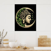 Abstract Modern Art | Calm Buddha Profile Portrait Poster (Keuken)