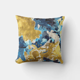 Abstract, modern, collage, goud, blauw van de mari buitenkussen