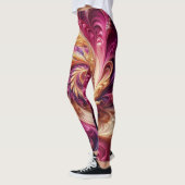 Abstract Modern Draaiend Roze, Goud en Paarse Leggings (Links)