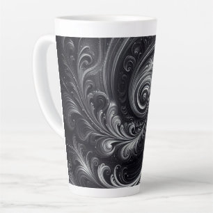 Abstract Modern Eenvoudig Draaiend Zwart en Wit Latte Mok