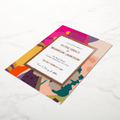 Abstract Modern Floral Wedding Gold Folie Uitnodiging (Gedraaid)