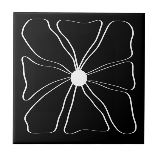Abstract Modern Flower Fine Art Zwart-wit Tegeltje (Voorkant)