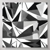 Abstract Modern Geometric Black & White Watercolor Poster (Voorkant)