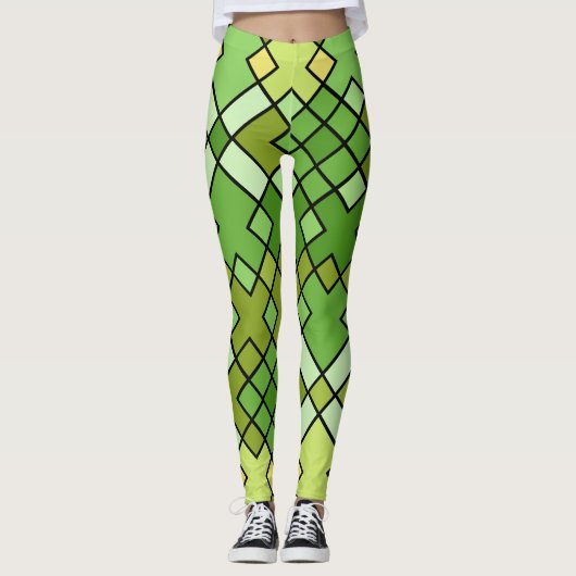 Abstract modern geometrisch rasterpatroon leggings (Voorkant)