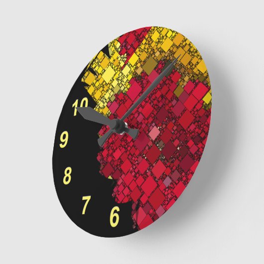 Abstract modern geometrisch vijf-geel getal ronde klok (Hoek)