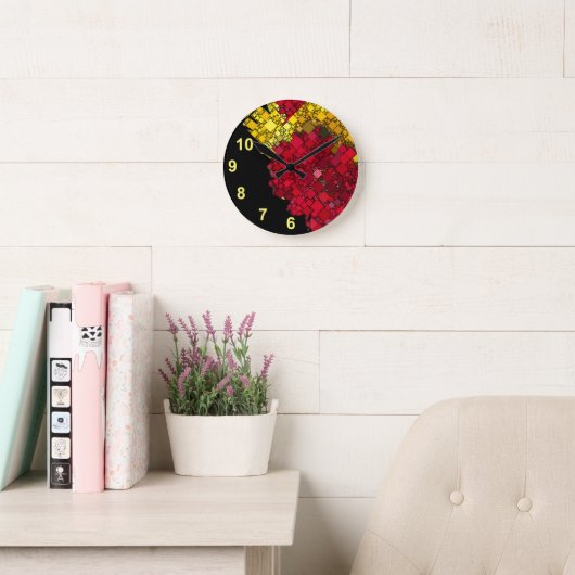 Abstract modern geometrisch vijf-geel getal ronde klok (Leeskamer)