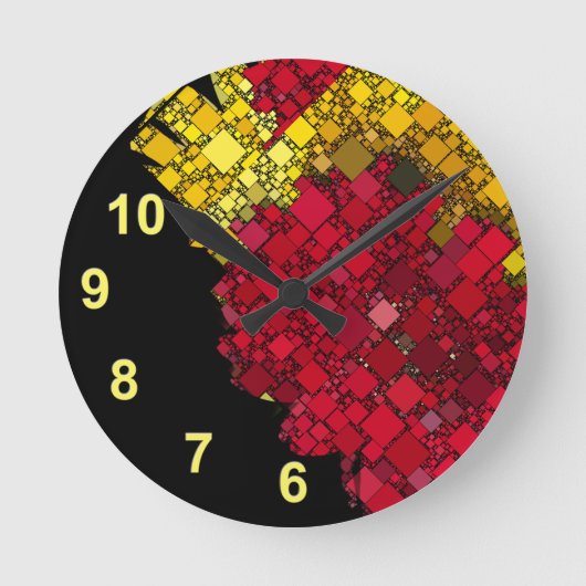 Abstract modern geometrisch vijf-geel getal ronde klok (Voorkant)