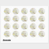 Abstract modern Gold Ink Monogram Ronde Sticker (Vel)
