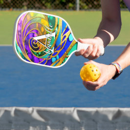 Abstract modern Jewel Paars en Gold Metallic Pickleball Paddle