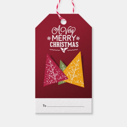 Abstract modern kerstboomontwerp cadeaulabel (Voorkant)