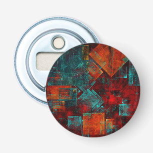 Abstract Modern Kleurrijk Koel Artistiek Patroon Button Flesopener
