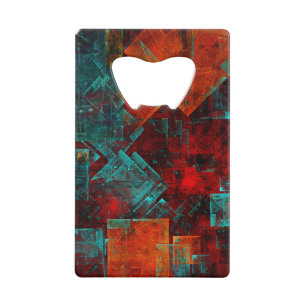 Abstract Modern Kleurrijk Koel Artistiek Patroon Kredietkaart Flessenopener