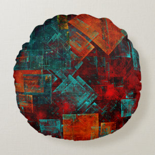 Abstract Modern Kleurrijk Koel Artistiek Patroon Rond Kussen