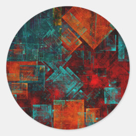 Abstract Modern Kleurrijk Koel Artistiek Patroon Ronde Sticker