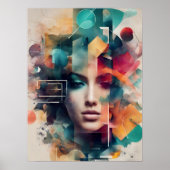 Abstract Modern Kleurrijk Vrouw Poster (Voorkant)