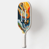 Abstract modern kunstkleurig zwemmonogram pickleball paddle (Links)