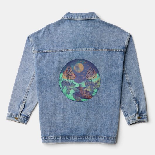 abstract modern landschap denim jacket (Achterkant)