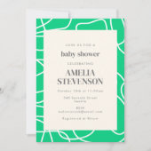 Abstract modern lijnArt Green Custom Baby shower Kaart (Voorkant)