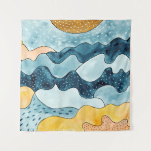 Abstract modern minimalistisch landschap met goude wandkleed