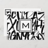 Abstract modern Monogram zwart-wit Briefkaart (Voorkant / Achterkant)